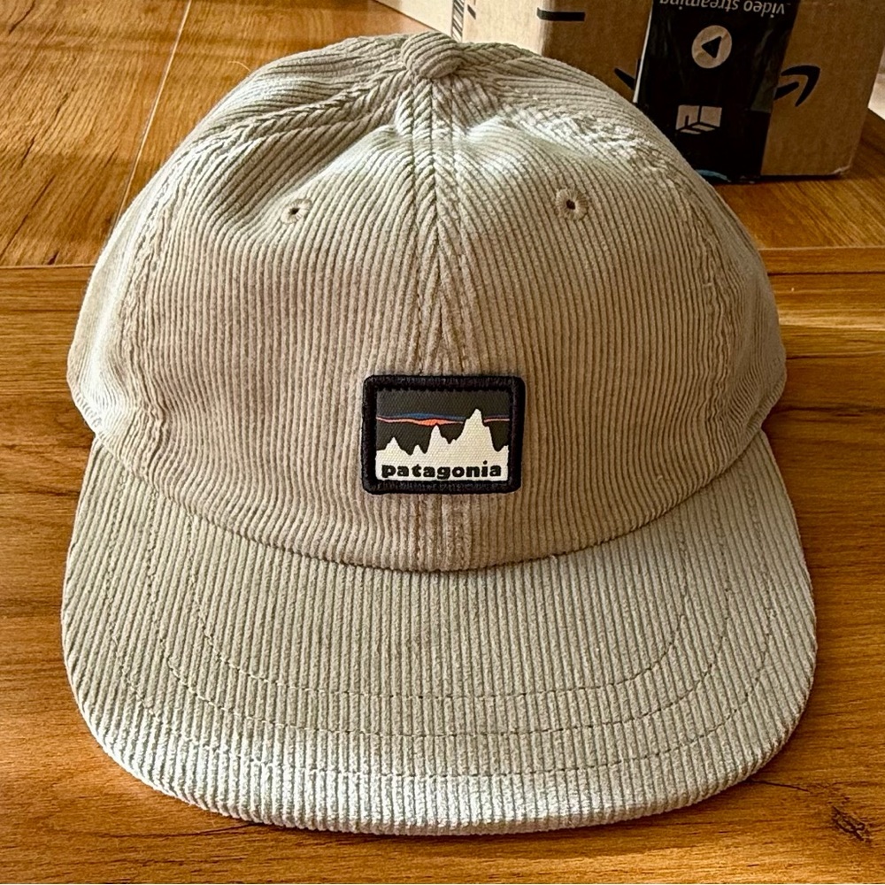 Patagonia Tan Corduroy Hat with Mountain Patch